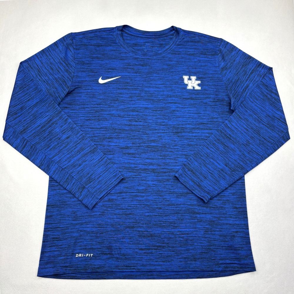 Nike Mens Medium Kentucky Wildcats Dri-FIT Long Sleeve Shirt Blue Heather DD7386